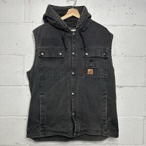 Carhartt Sherpa-Lined Multi-Pocket Hooded Vest “Black”